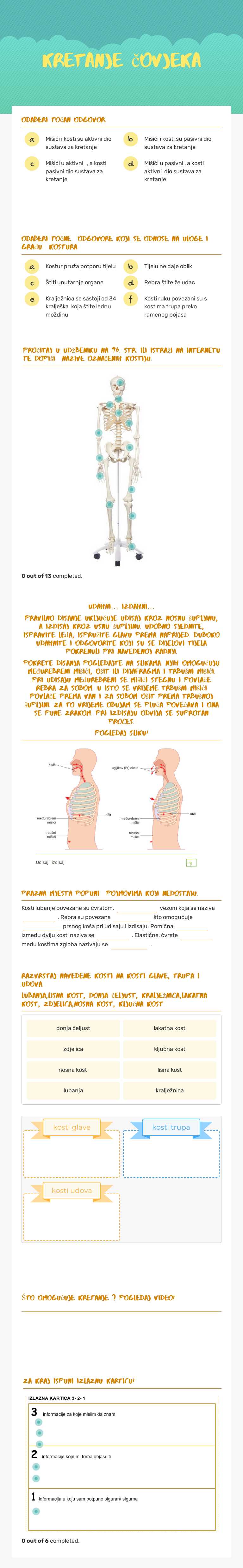 kretanje čovjeka worksheet preview image
