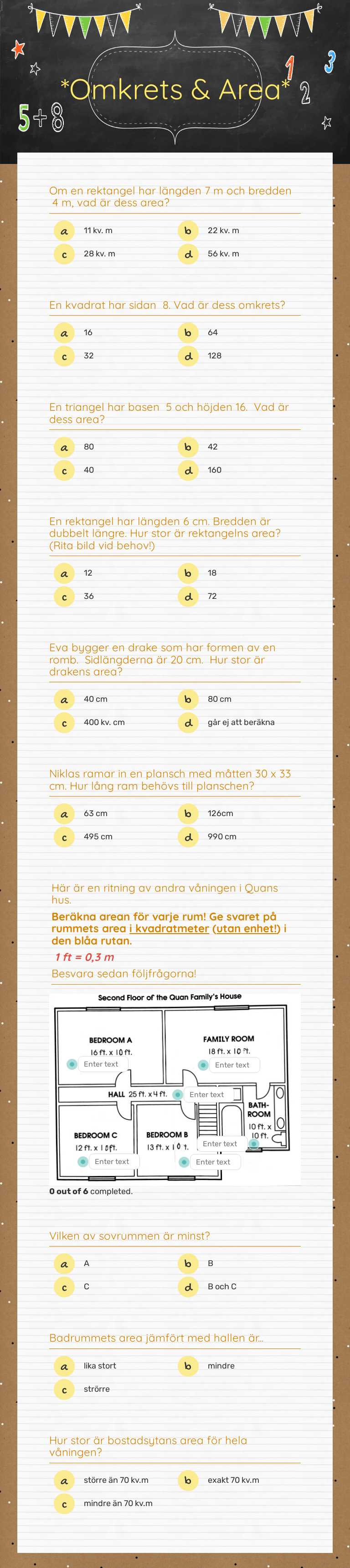 *Omkrets & Area* worksheet preview image