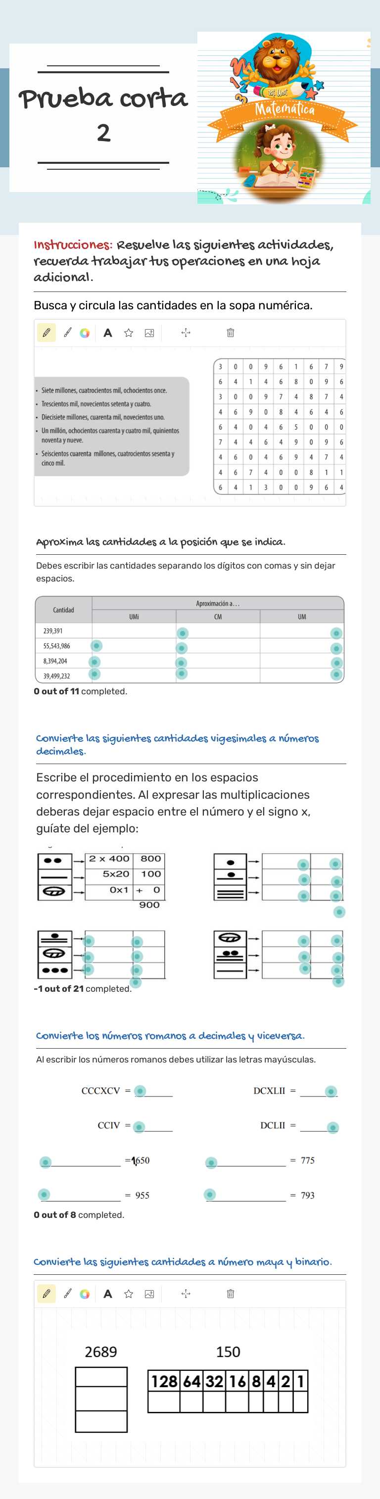 Prueba corta 2 worksheet preview