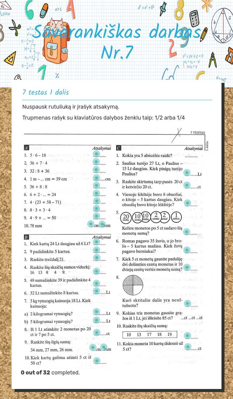 Savarankiškas darbas Nr.7 worksheet preview image