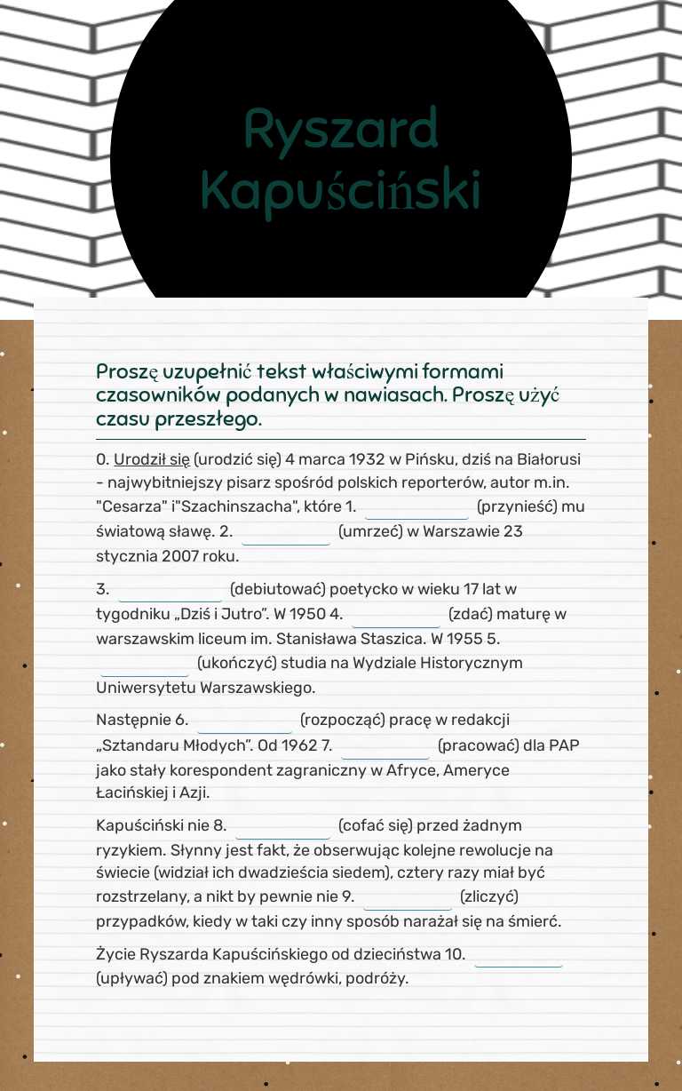 Ryszard Kapuściński worksheet preview image