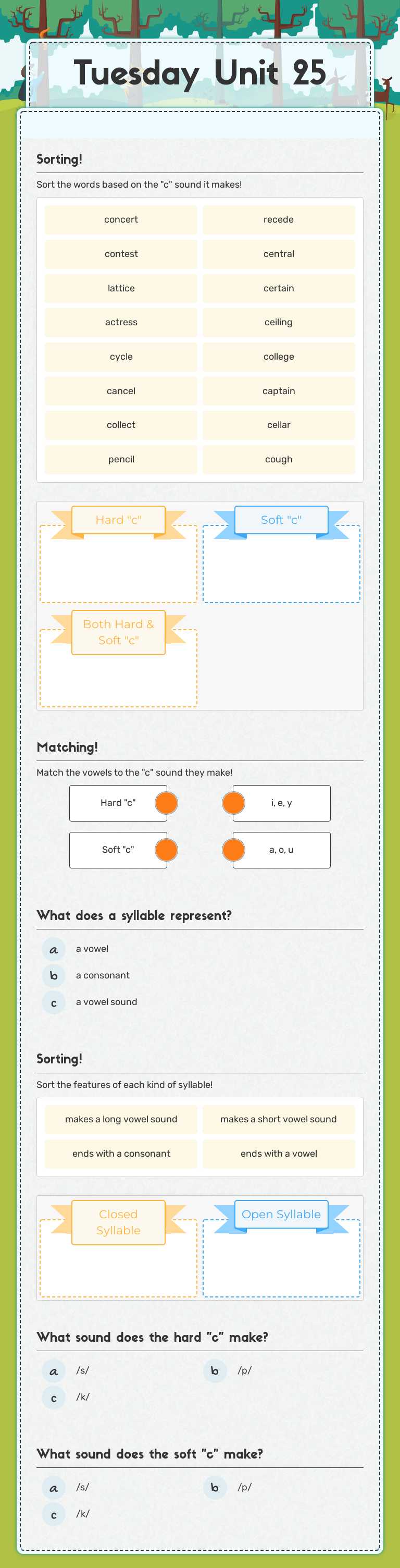 Tuesday 
Unit 25 worksheet preview image