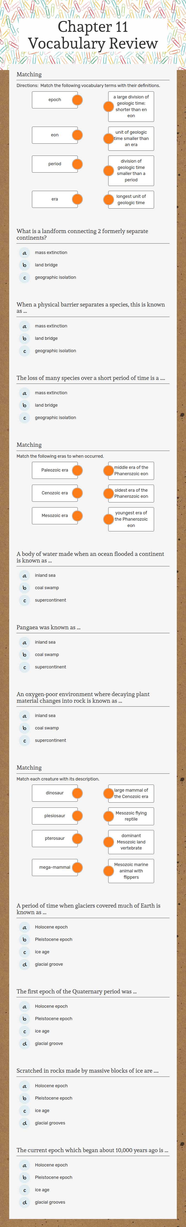 Chapter 11 Vocabulary Review worksheet preview image
