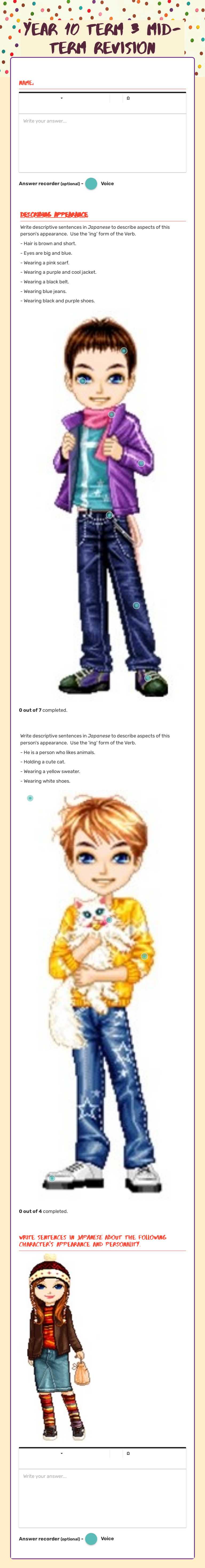 Year 10               Term 3 mid-term revision worksheet preview image