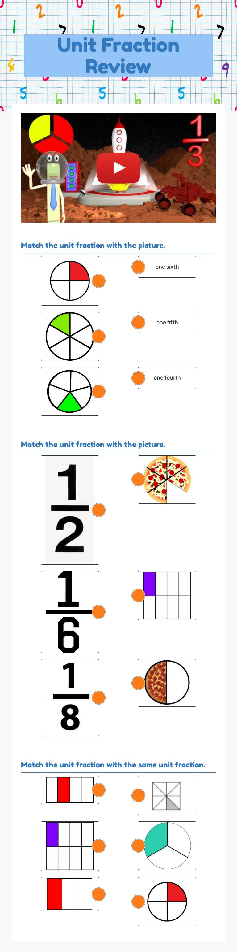 Unit Fraction Review worksheet preview image