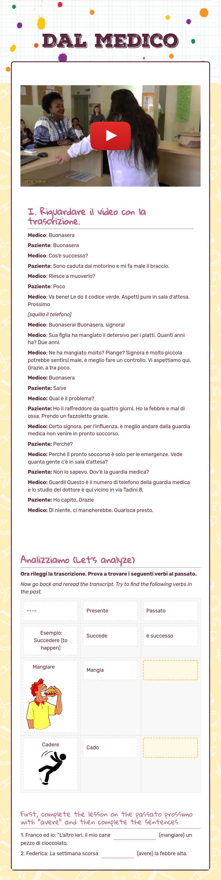 Dal medico Preschool worksheet preview
