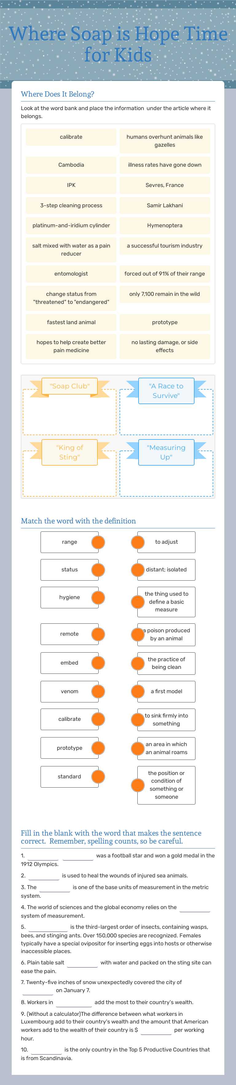 Where Soap is Hope Time for Kids worksheet preview image