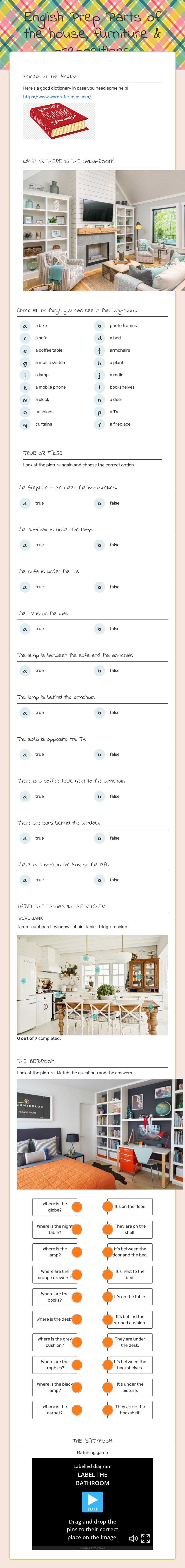English Prep          
Parts of the house, furniture & prepositions worksheet preview image