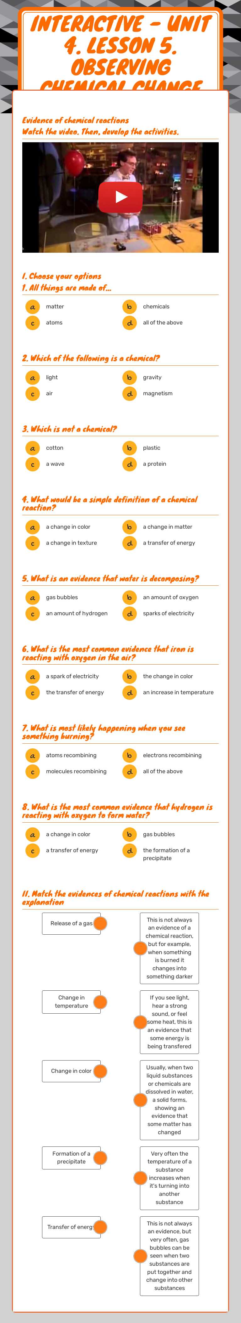 Interactive - unit 4. lesson 5. observing chemical change worksheet preview image