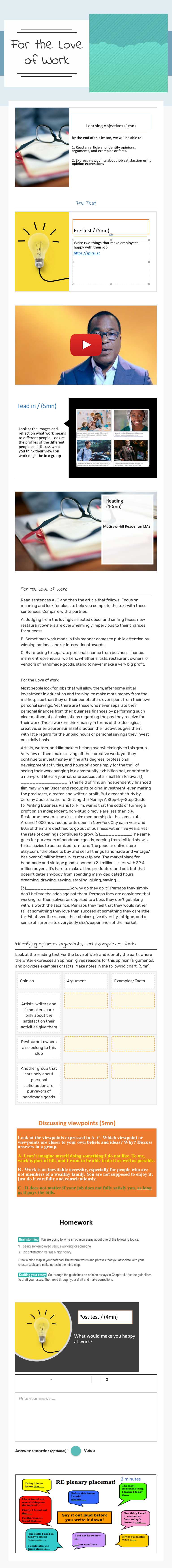 For the Love of Work worksheet preview image