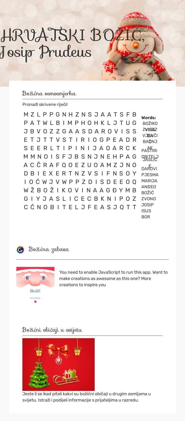 HRVATSKI BOŽIĆ, Josip Prudeus worksheet preview image