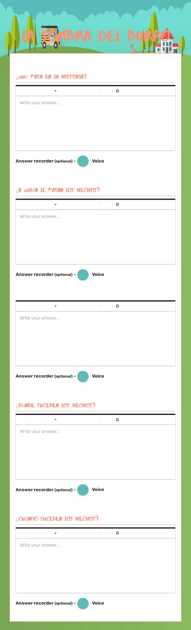 La sombra del Burro Grade 2 worksheet preview
