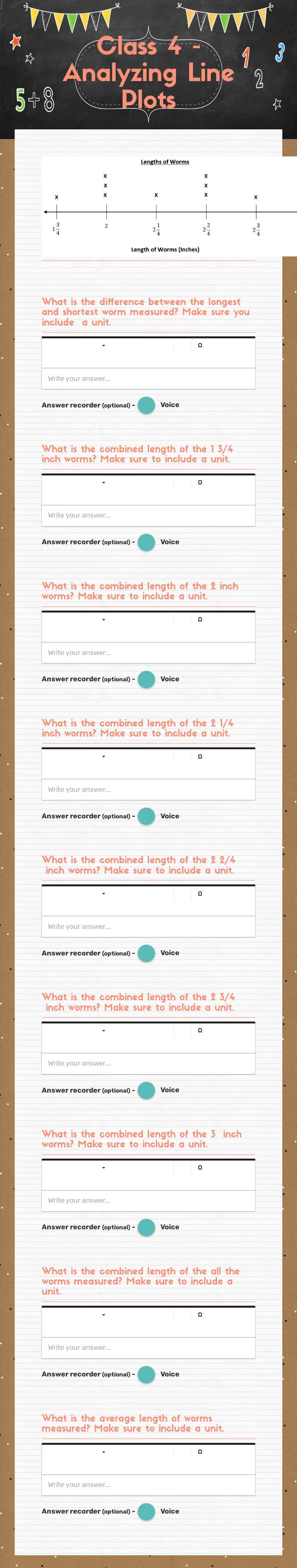 Class 4 - Analyzing Line Plots worksheet preview image