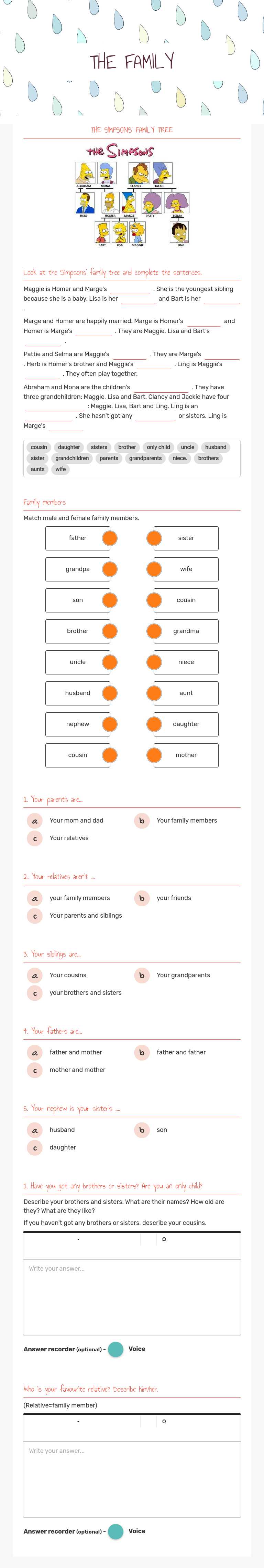 THE FAMILY worksheet preview image