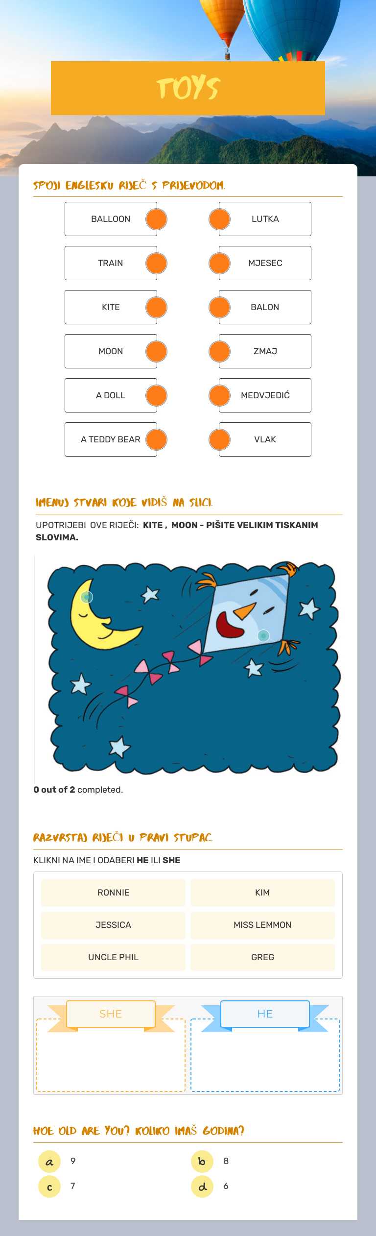 TOYS Grade 1 worksheet preview