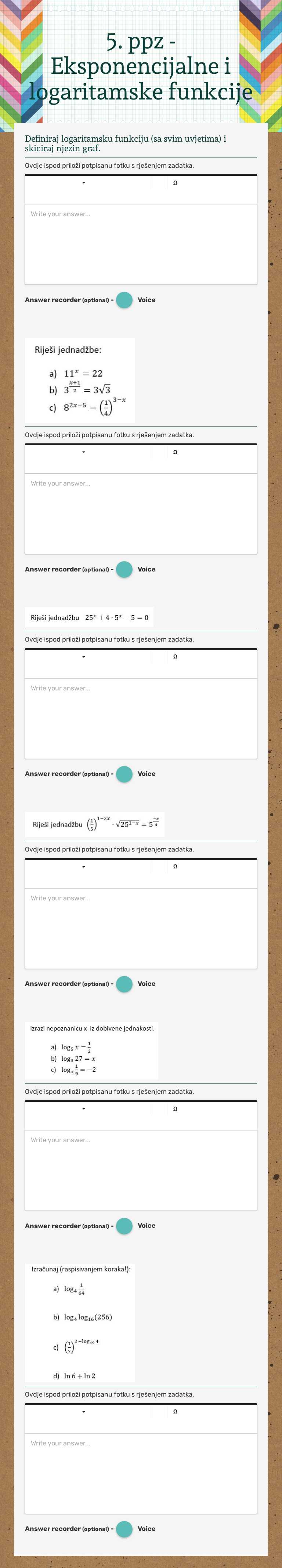 5. ppz - Eksponencijalne i logaritamske funkcije worksheet preview image