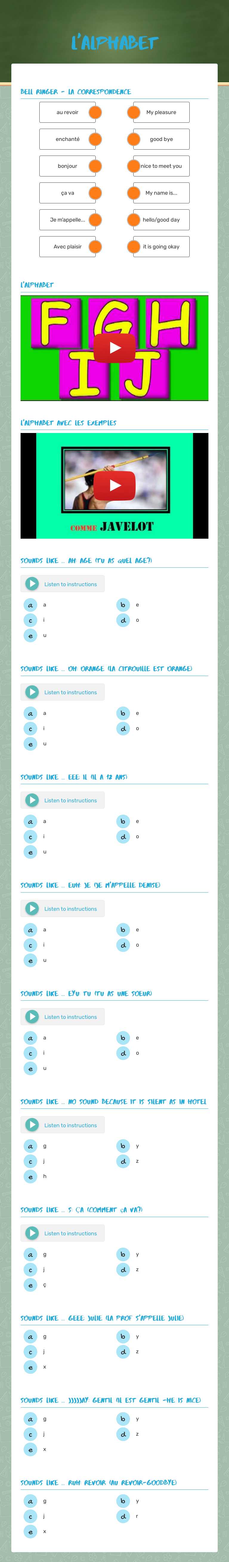l'alphabet Grade 7 worksheet preview