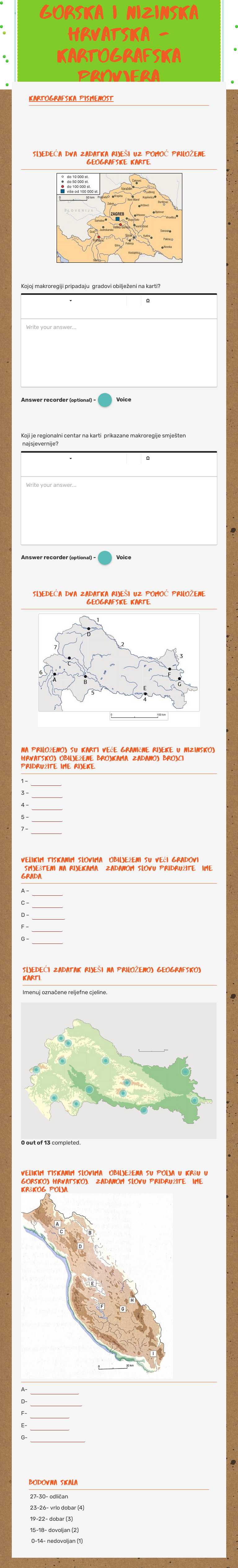 GORSKA I NIZINSKA HRVATSKA - KARTOGRAFSKA PROVJERA worksheet preview image