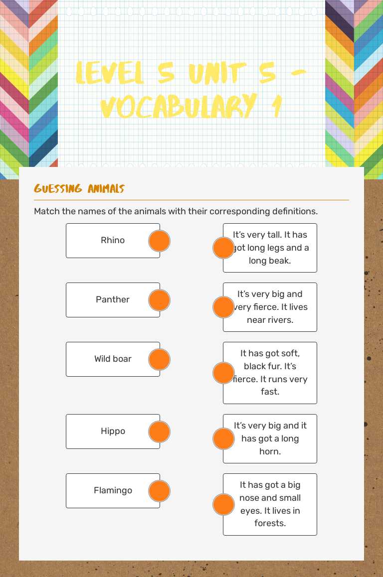 LEVEL 5            
UNIT 5 - VOCABULARY 1 worksheet preview image