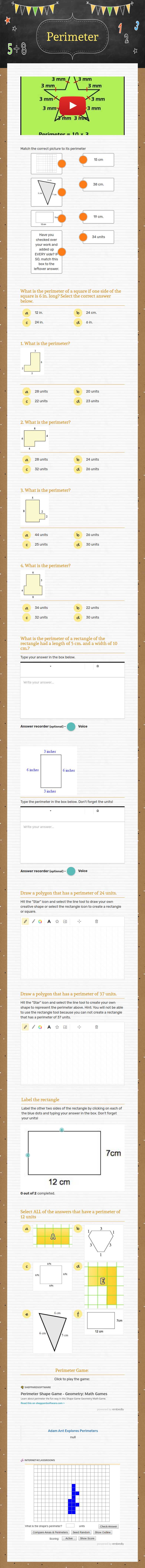 Perimeter worksheet preview image