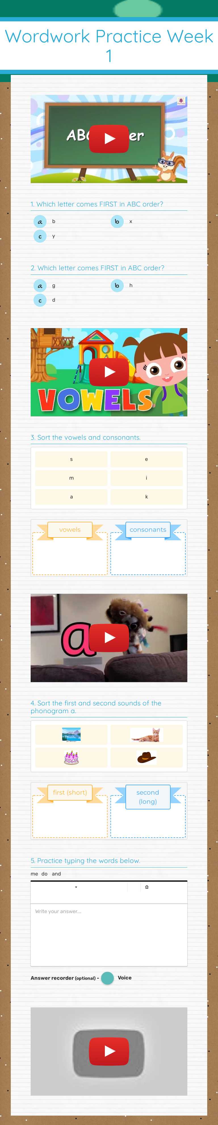 Wordwork Practice Week 1 worksheet preview image