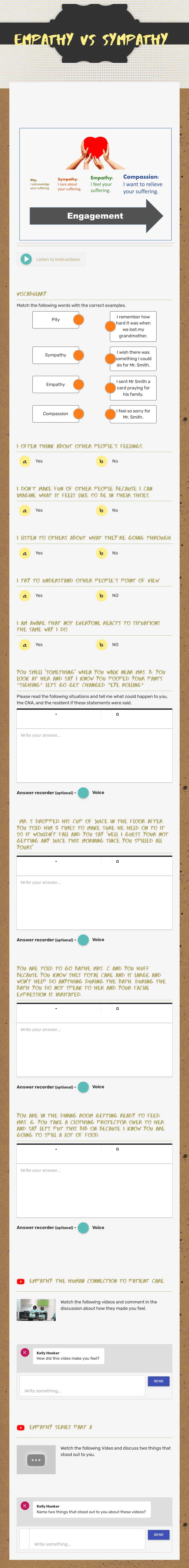 Empathy Vs Sympathy worksheet preview image