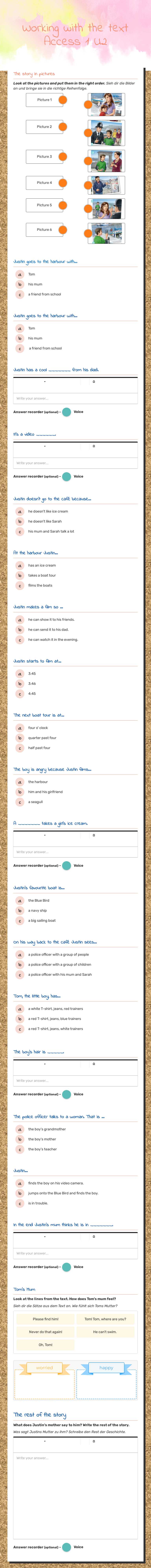 Working with the text Access 1 U2 worksheet preview image