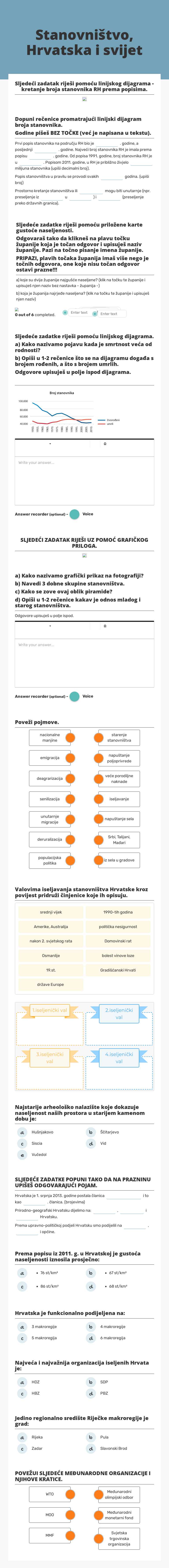 Stanovništvo, Hrvatska i svijet worksheet preview image