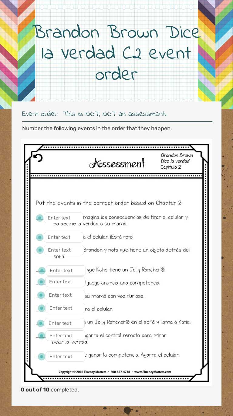 Brandon Brown Dice la Verdad  C2 event order worksheet preview image