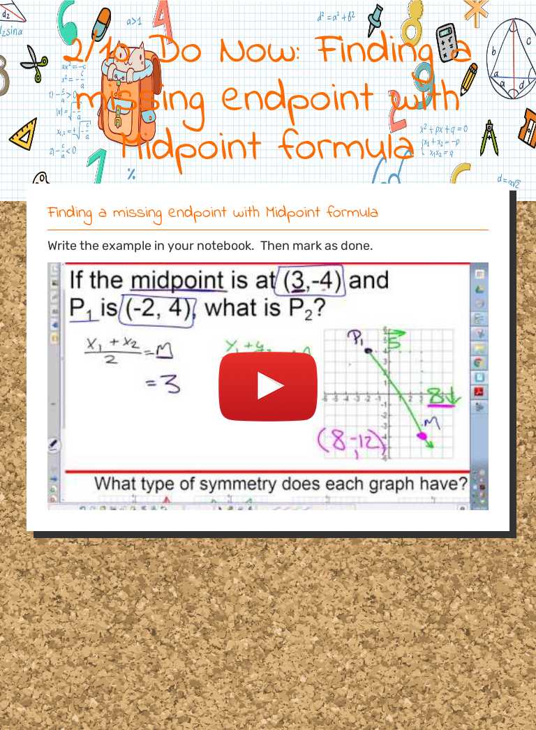 2/10 Do Now:                
    Finding a missing endpoint with Midpoint formula Grade 10 worksheet preview