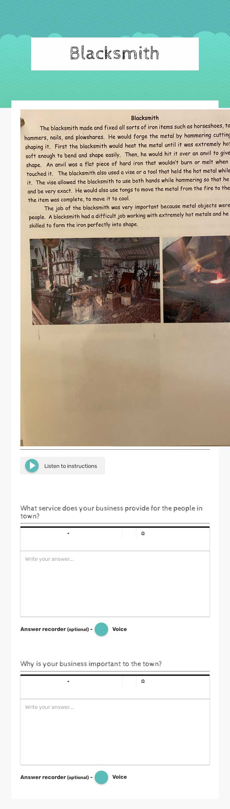 Blacksmith worksheet preview image