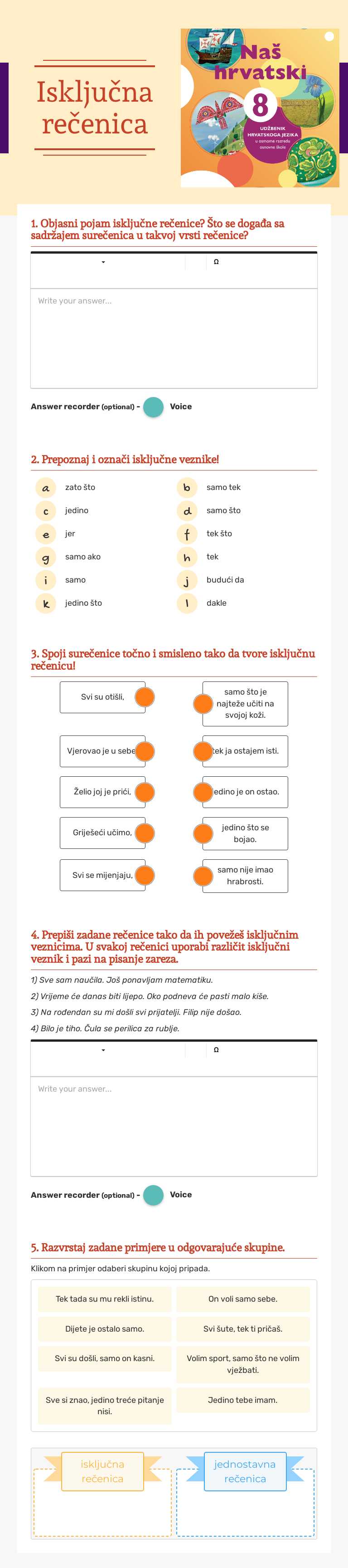 Isključna rečenica worksheet preview image