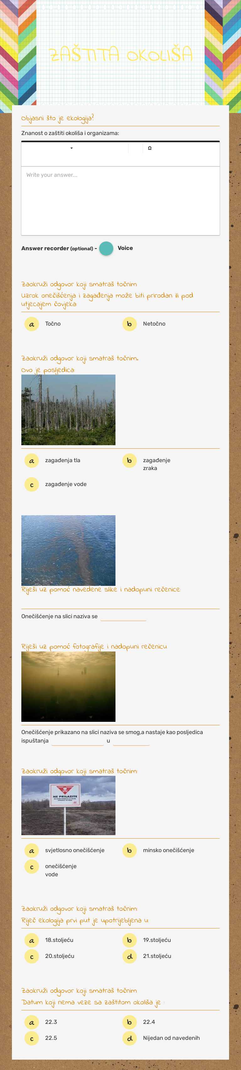 ZAŠTITA OKOLIŠA worksheet preview image