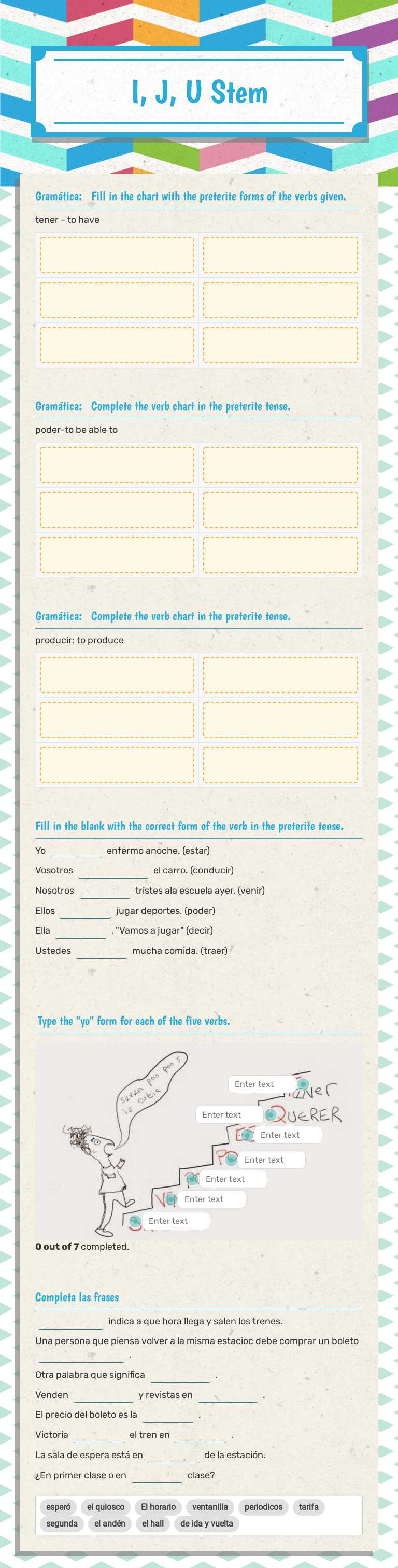 I, J, U Stem worksheet preview image