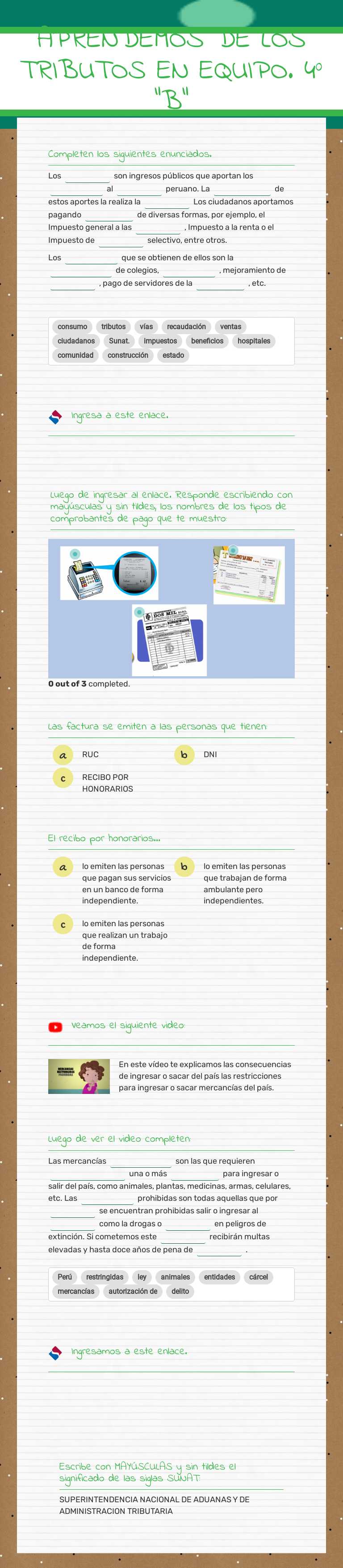 APRENDEMOS DE LOS TRIBUTOS EN EQUIPO.
4° "B" worksheet preview image