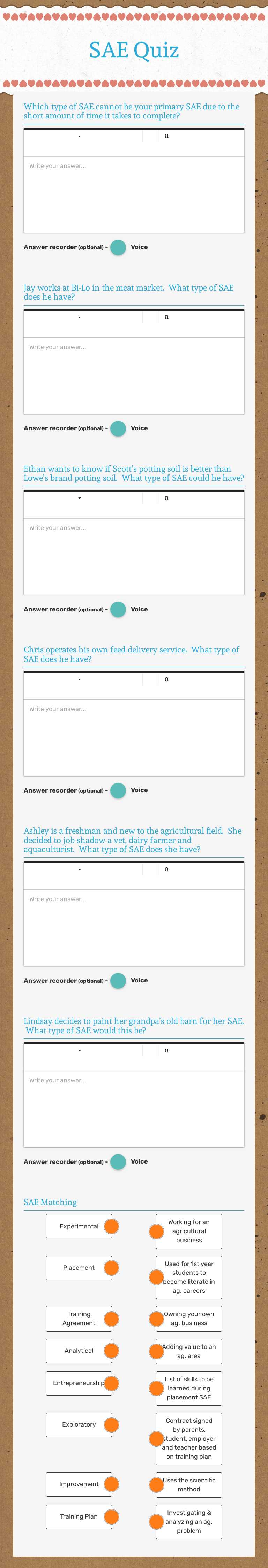 SAE Quiz worksheet preview image