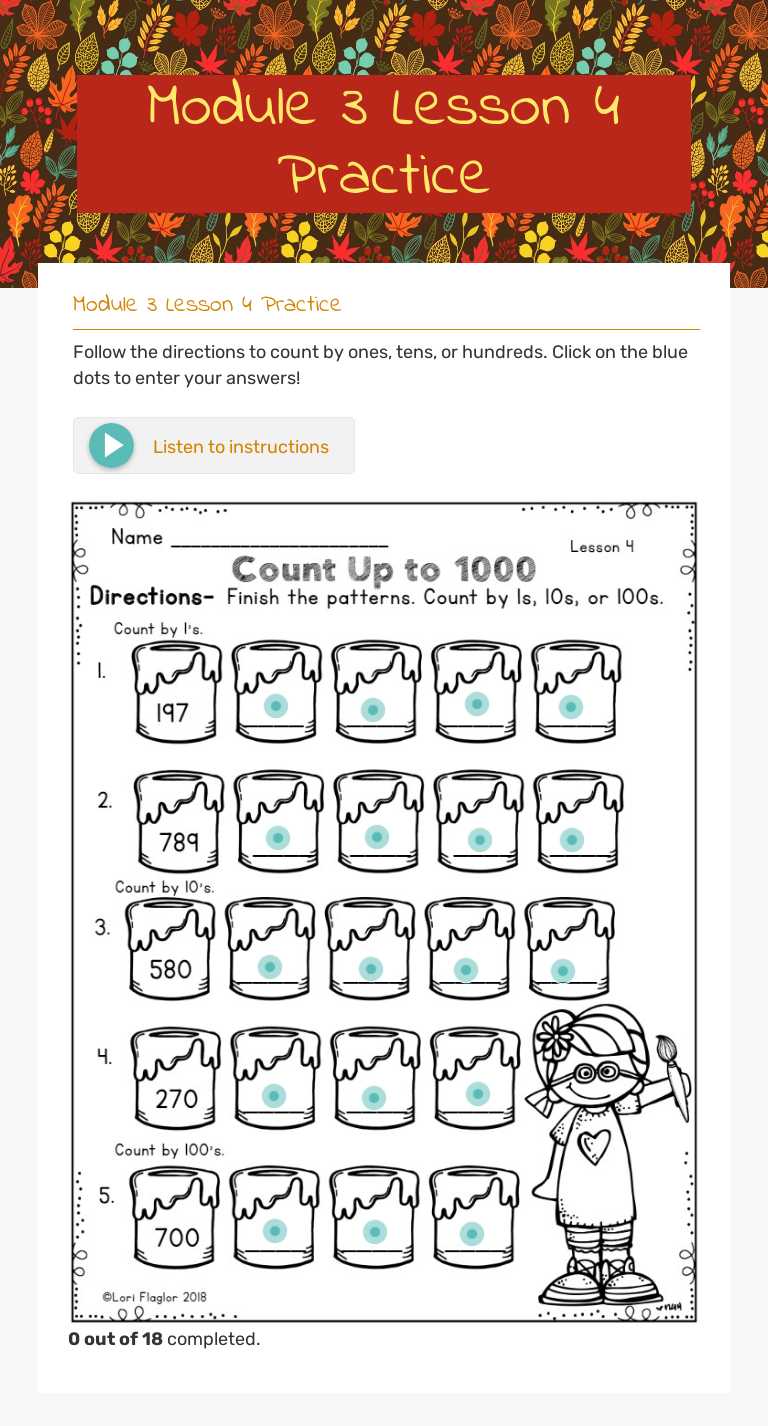 Module 3 Lesson 4 Practice worksheet preview image