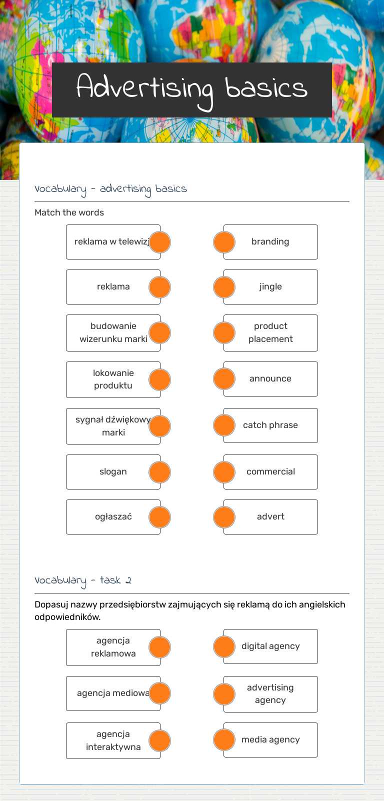 Advertising basics worksheet preview image