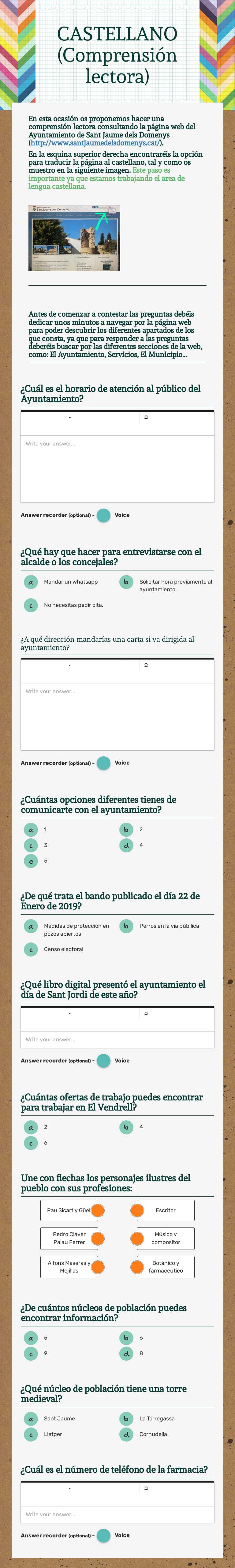 CASTELLANO (Comprensión lectora) worksheet preview image