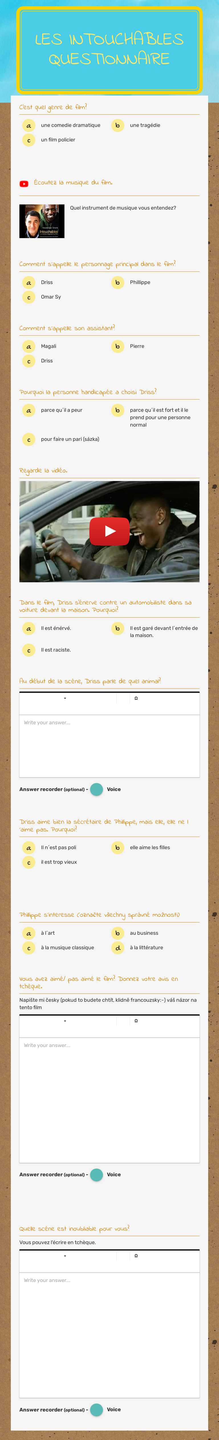 Les intouchables
Questionnaire worksheet preview image