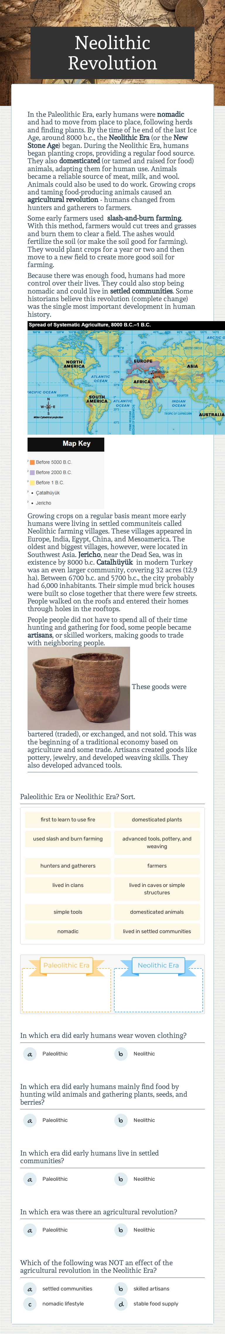 Neolithic Revolution Grade 6 worksheet preview