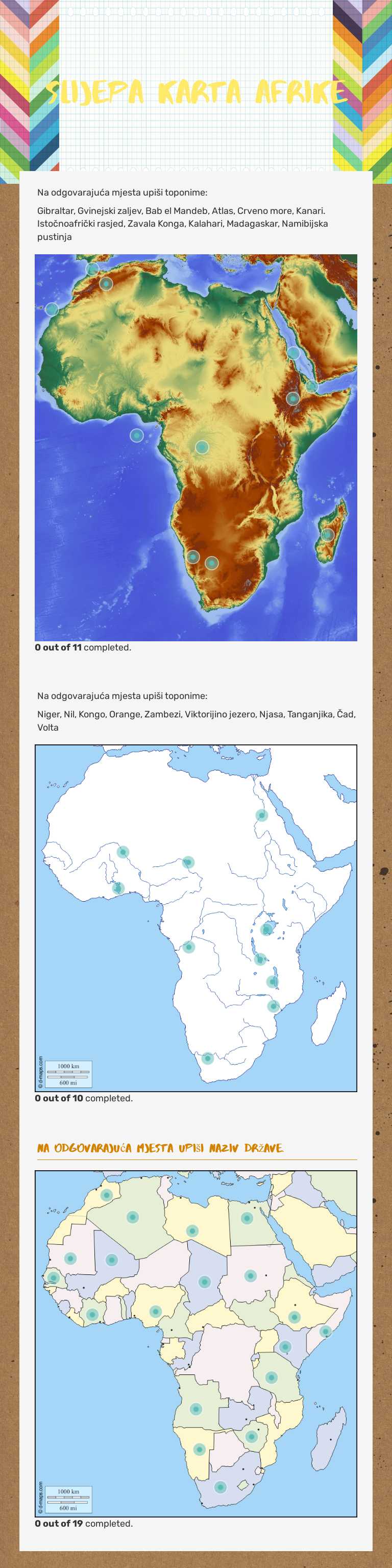 SLIJEPA KARTA AFRIKE worksheet preview image