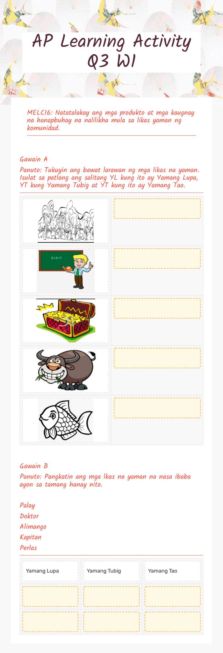 AP Learning Activity Q3 W1 worksheet preview image