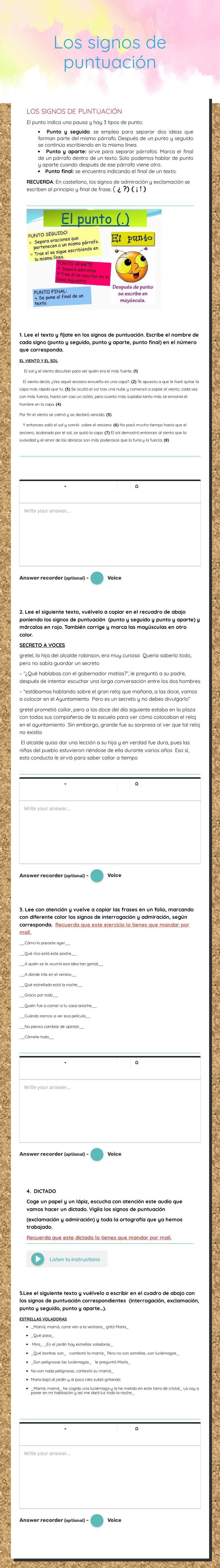 Los signos de puntuación worksheet preview image