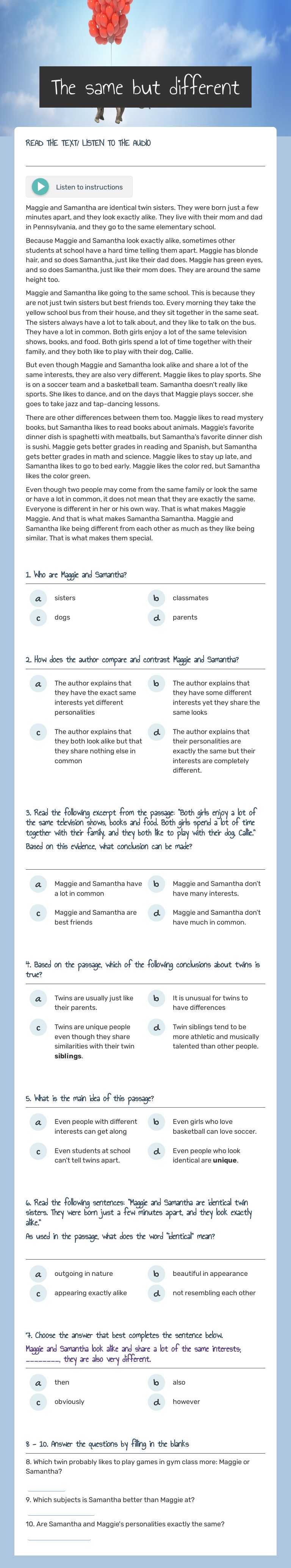 The same but different worksheet preview image