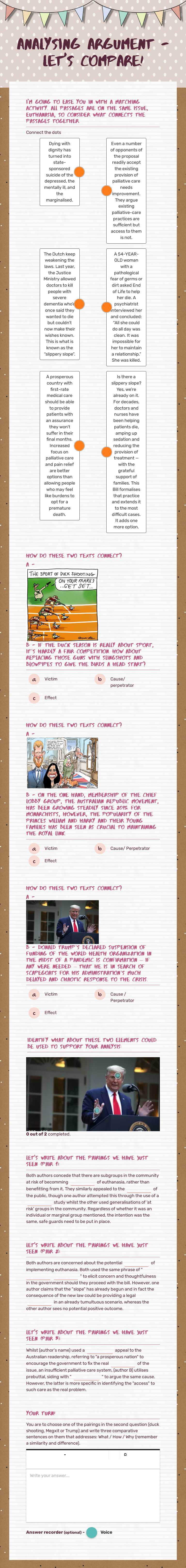 Analysing argument - 
let's compare! Grade 12 worksheet preview
