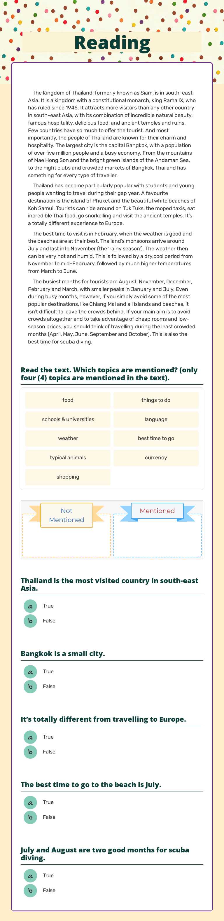 Reading worksheet preview image