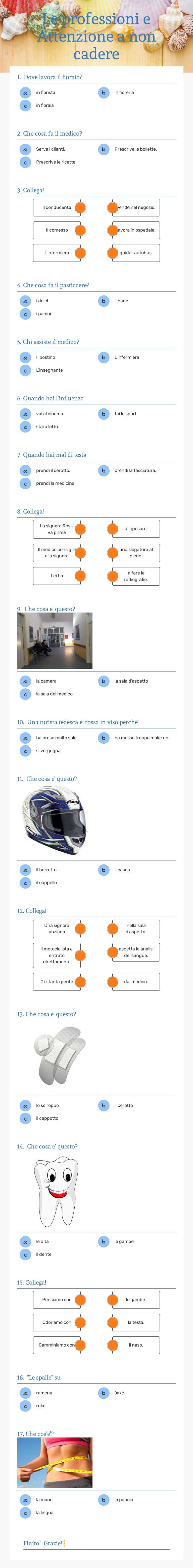 Le professioni e Attenzione a non cadere worksheet preview image