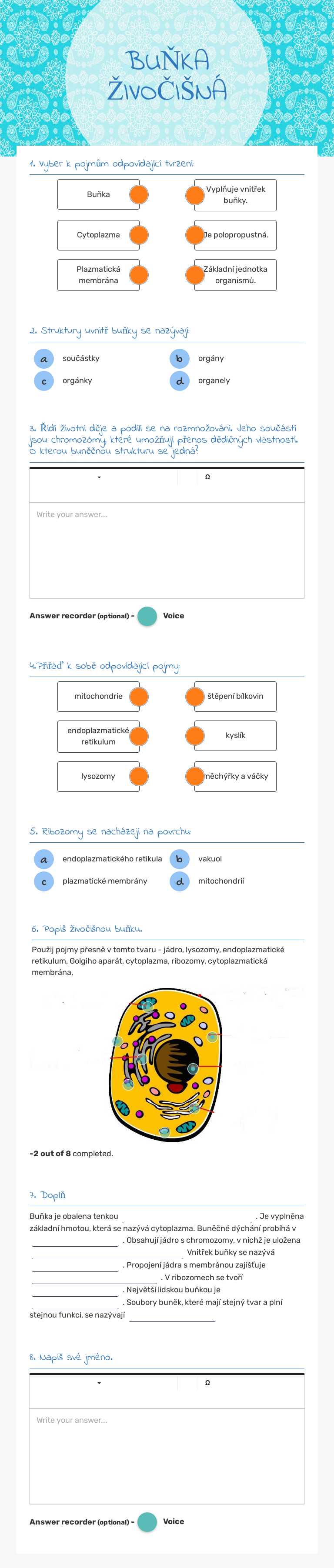 BUŇKA
ŽIVOČIŠNÁ Grade 8 worksheet preview