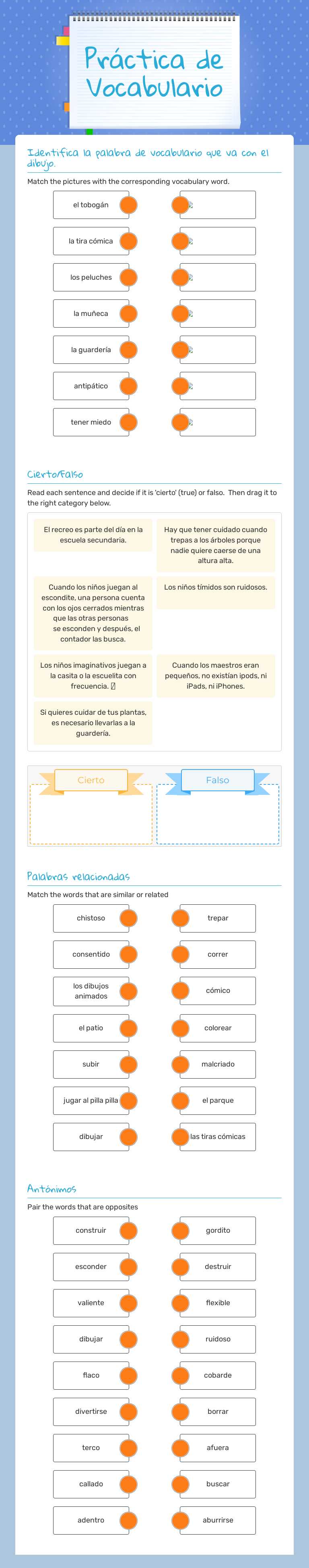 Práctica de Vocabulario Grade 10 worksheet preview